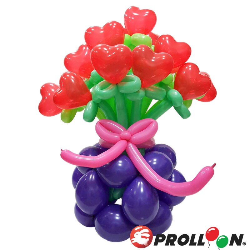 FB56 Heart flower bouquet with vase DIY balloon set